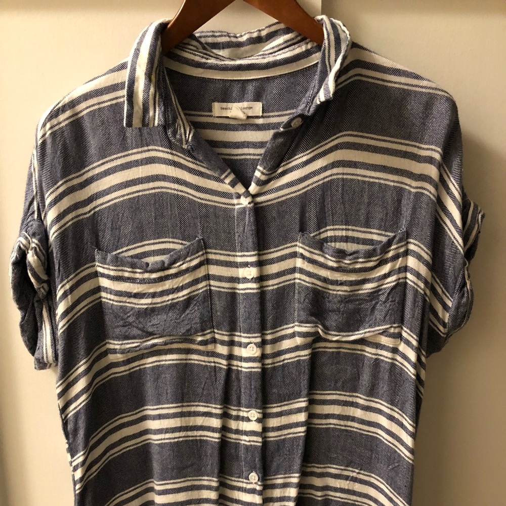 Chambray colored striped top